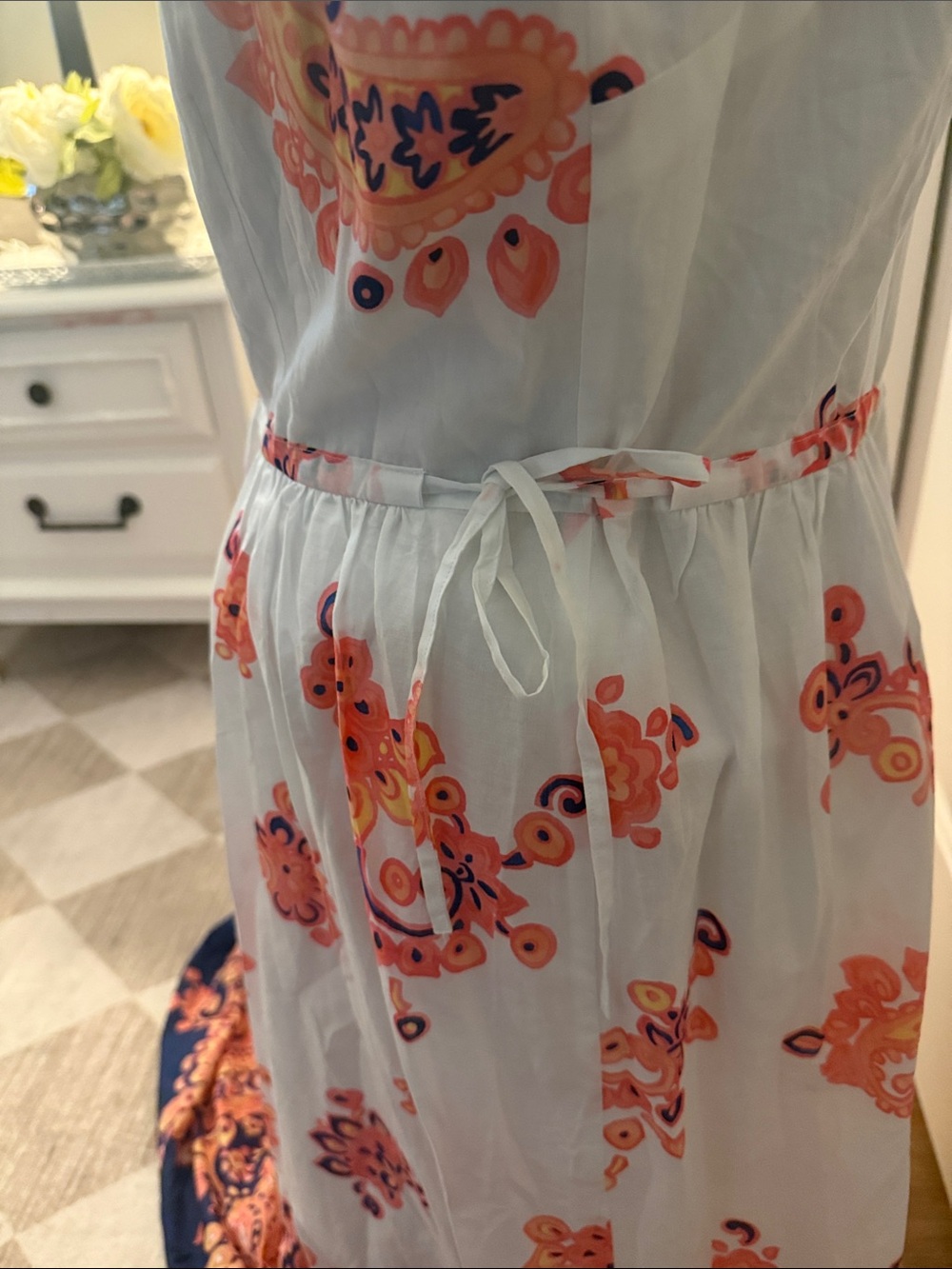 Talbots Sun Dress Womens Paisley Pink Coral Preppy Casual Elegance Country Club - Picture 5 of 9